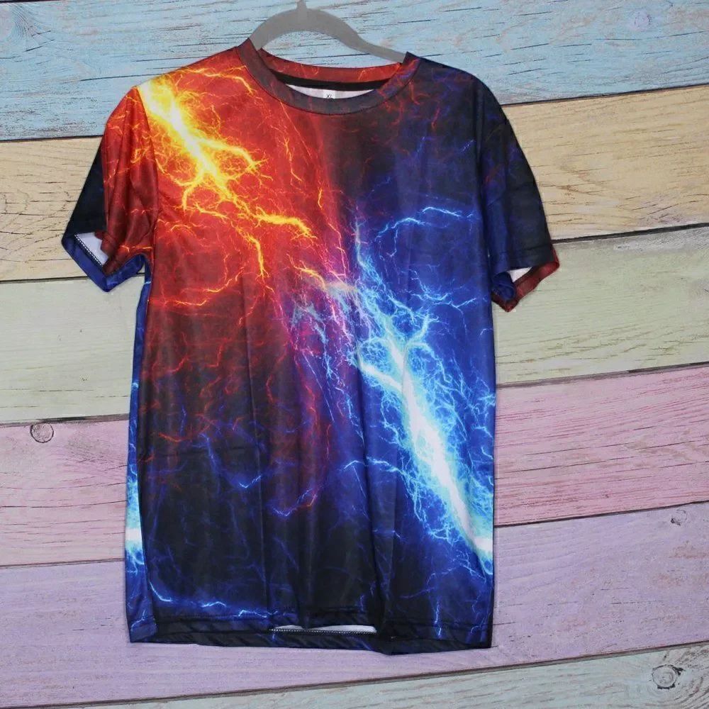 Kid's Fire and Lightning Print Tee XL